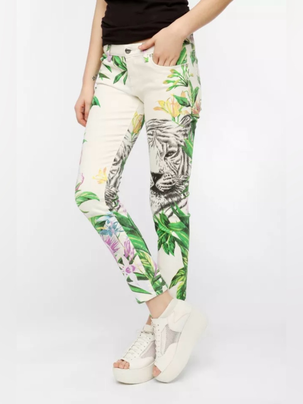 Blank NYC Jungle Tiger Floral Cigarette Jeans